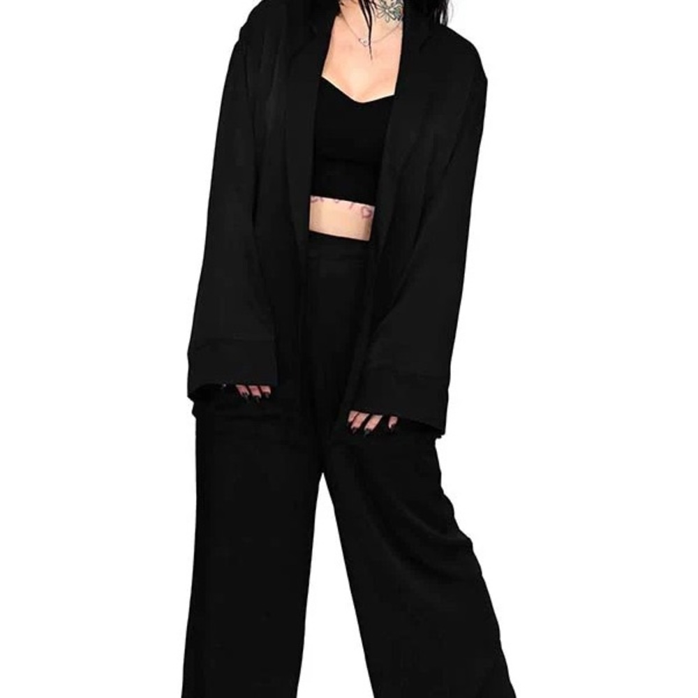 Stylish Black Two-Piece Oversized Suit